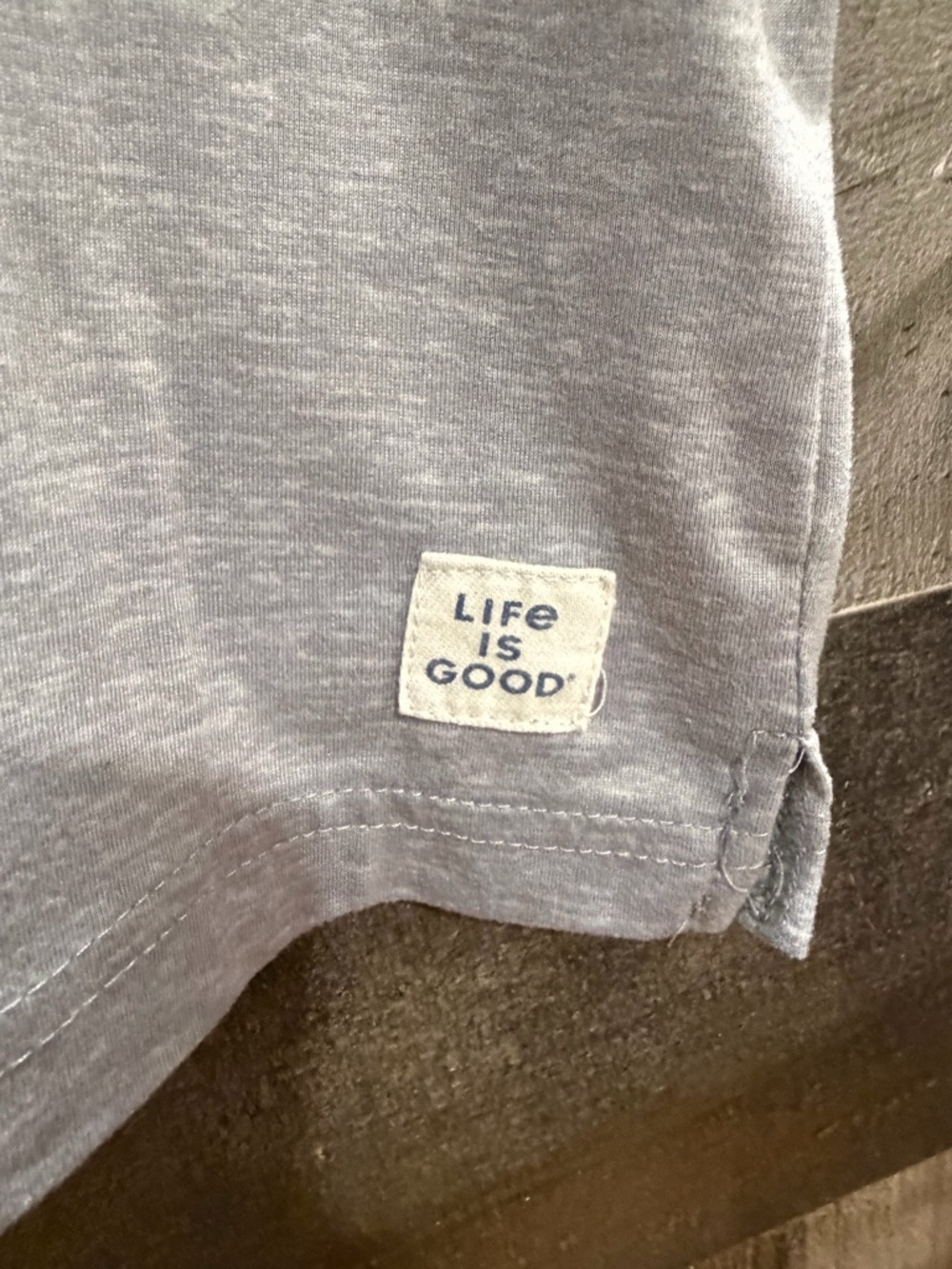 Life Is Good Light Gray Tee with Navy Logo with pants - Picture 3 of 8